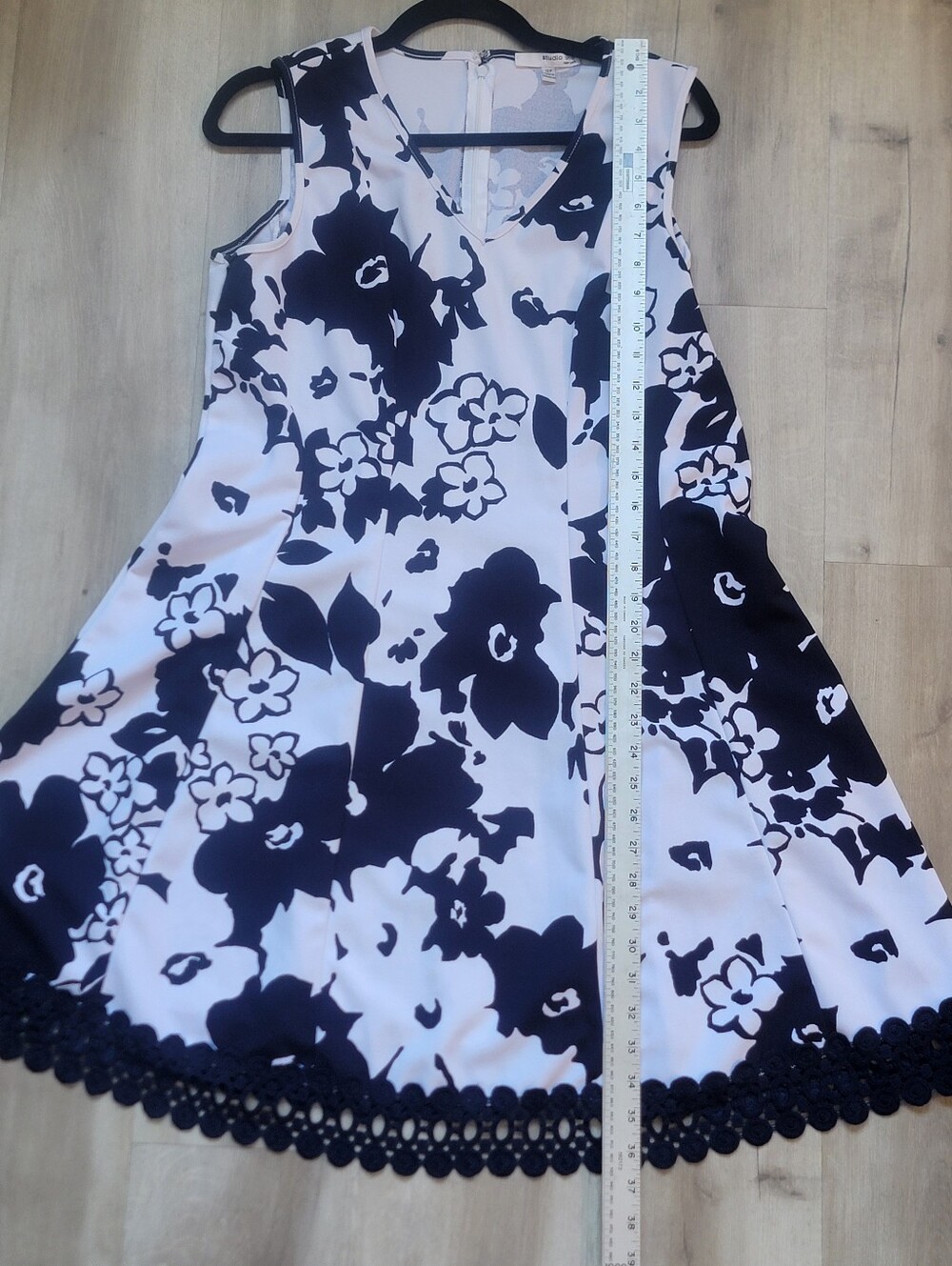Sleeveless Studio One Navy & White Floral A-Line Dress - Picture 6 of 6
